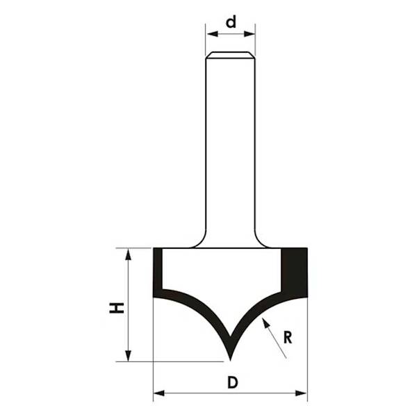 Frez CNC PREMIUM D=12,7xH=9,5/d=8 R=6,4 zaokrągl.