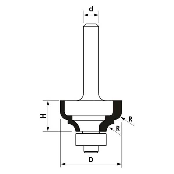Frez CNC PREMIUM D=44,5xH=20/d=12 R=8 kształtowe z łożyskiem dolnym