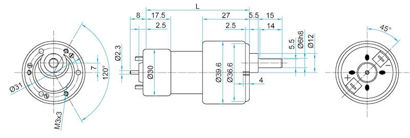 RH158.12.100 45obr/min 12V 0,68A