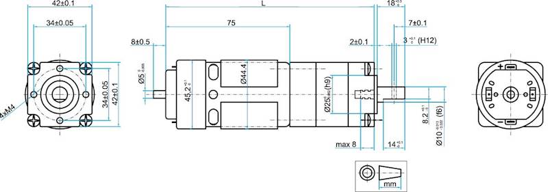 Motoreduktor P205.12.4 625 obr/min 12V 0,5N.m