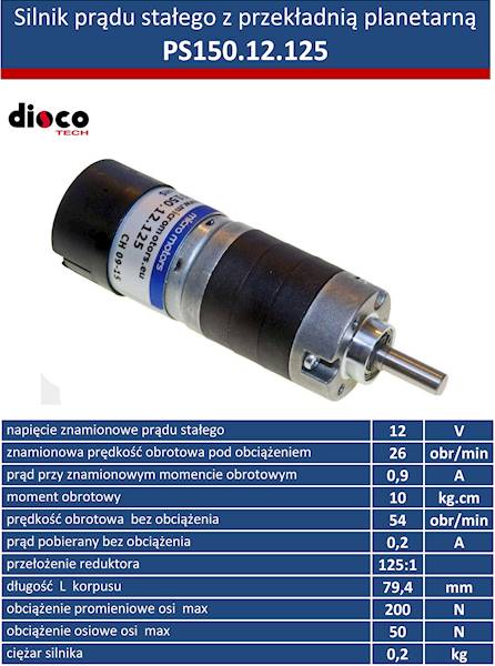 Silnik PS150.12.125 26obr/min 12V 0,9A