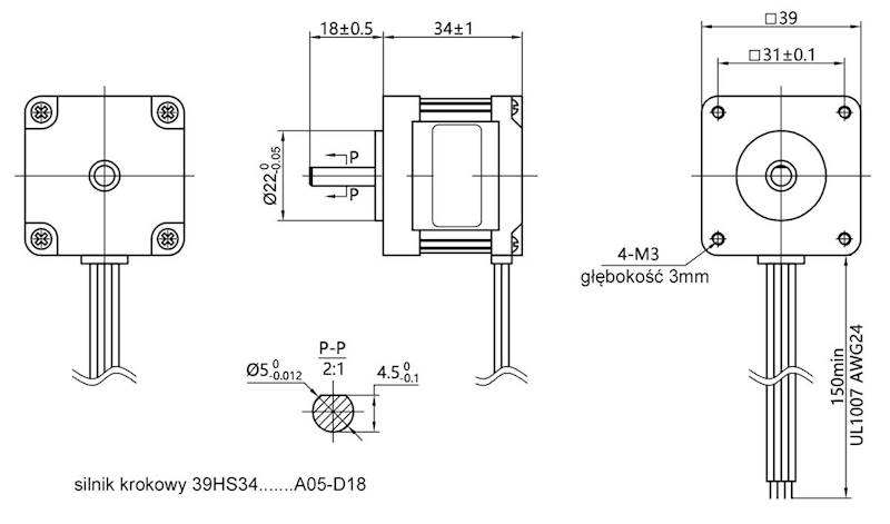 39HS34-0404 krokowy 0,4A 2,3kg.cm