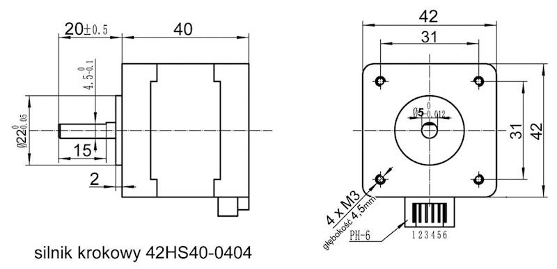 42HS40-0404 krokowy 0,4A 3,5kg.cm
