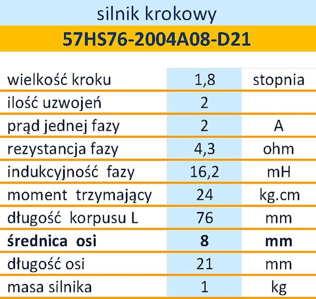 57HS76-2004-A08-D21 krokowy bipolarny 2A 2,4N.m