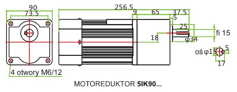 5IK90R-20 62obr/min 90W 11N.m z wyjściem kontrolnym prędkości
