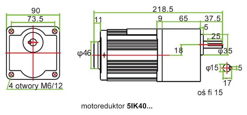 Silnik 5IK40R-100 13obr/min 40W 20N.m z wyjściem kontroli predkości