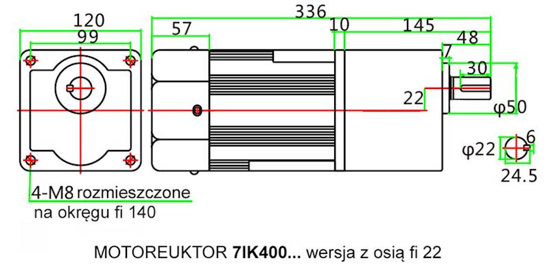 7IK400R-30 41obr/min 400W, 68N.m z wyjściem kontrolnym prędkości