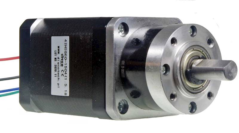 42HS60-1504PL42B krokowy bipolarny NEMA17 z przekładnią planetarną 5,18-krotną, 3,3N.m, 1,5A