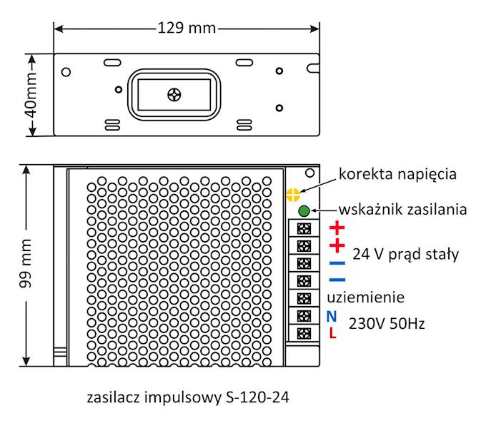 S-120-24 zasilacz stabilizowany 24V 5A
