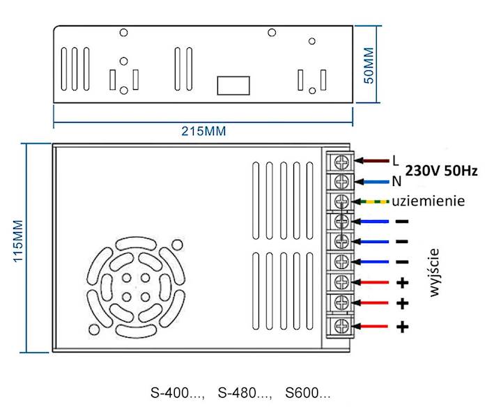 S-480-48 zasilacz stabilizowany 48V 10A