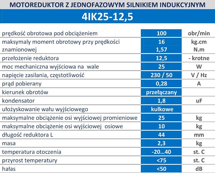 4IK25-12,5DZ 100obr/min 25W 1,9N.m 25W 