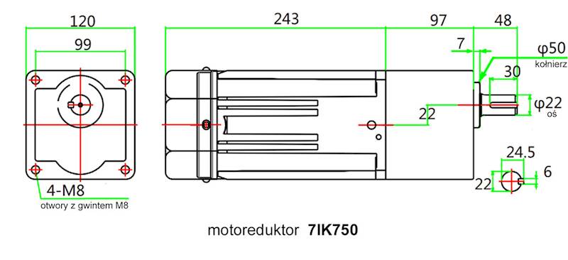 7IK750-2 620obr/min 750W, 9,13N.m 