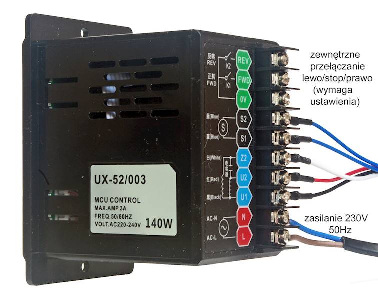 UX52/003-400W  regulator silnika jednofazowego 230V 400W z wyświetlaczem