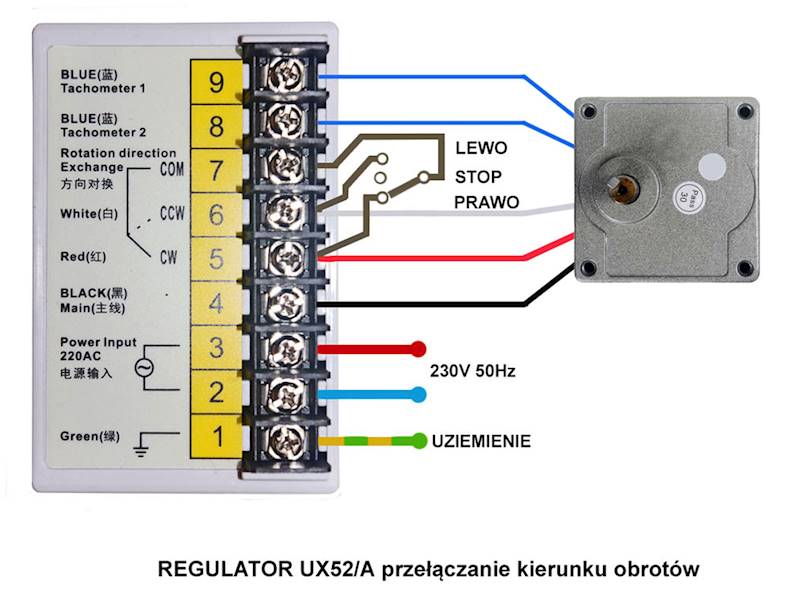 UX52A-15W  regulator silnika jednofazowego 230V 15W z wyświetlaczem