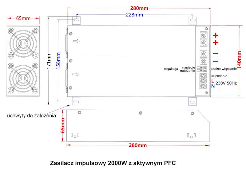S-2000-24 PFC zasilacz 24V 83A PFC