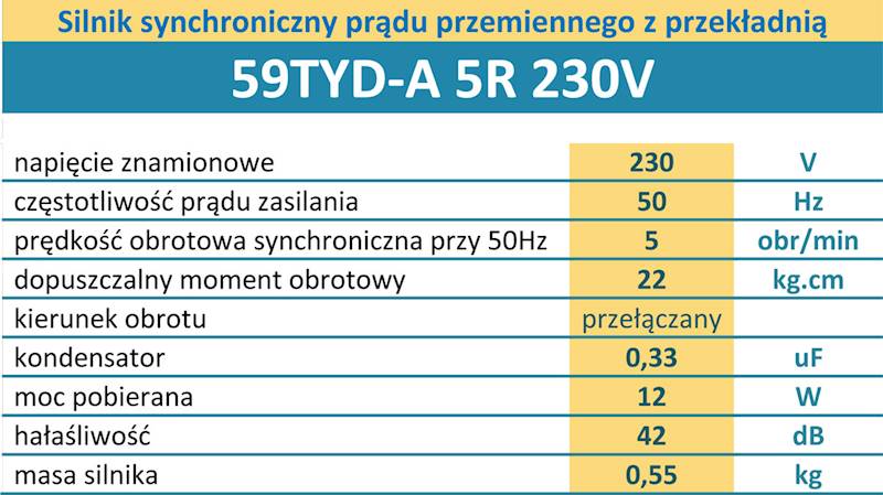 Silnik 59TYD-A 5R 5obr/min 230V
