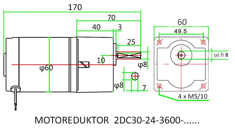 2DC30-24-3600-12,5 290obr/min 24V/1,9A 1N.m 30W