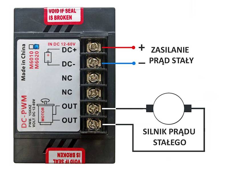 M6020RF Regulator PWM silnika prądu stałego 12-60V 20A 
