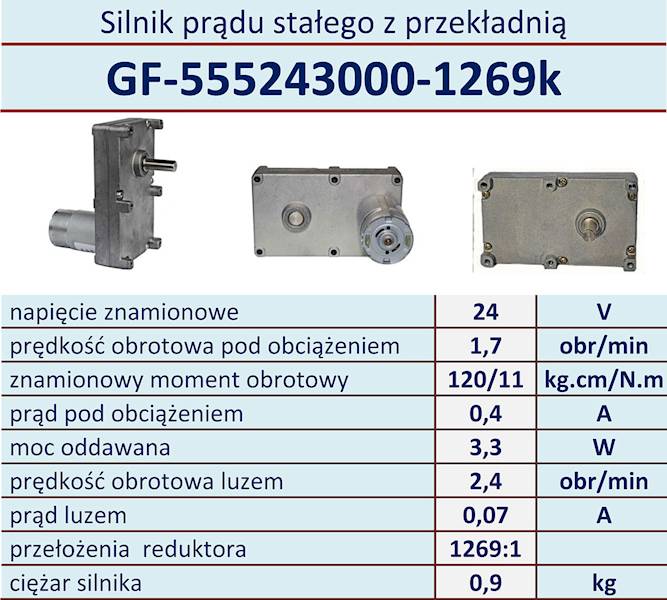 Silnik MGF-555243000-1269k 1,7obr/min 24V 0,4A