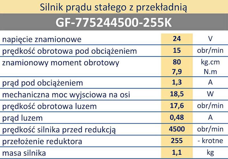 Silnik MGF-775244500-255k 15obr/min 24V 1,3A