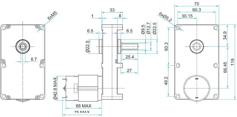 Silnik MGF-775244500-590k 6,6obr/min 24V 1,3A