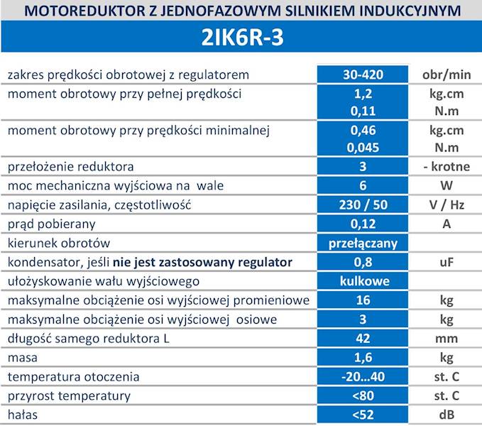 2IK6R-3DZ 420obr/min 6W 0,11N.m z wyjściem kontrolnym