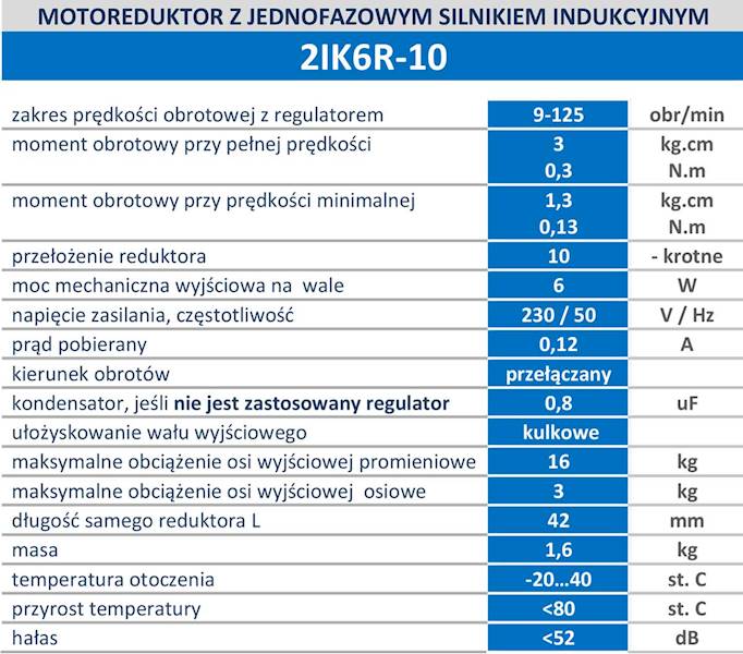2IK6R-10DZ 125obr/min 6W 0,3N.m z wyjściem kontrolnym