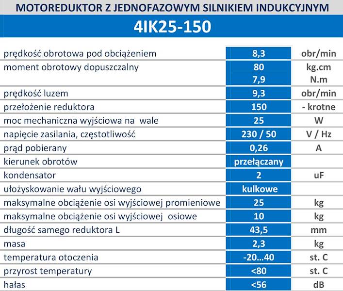 4IK25-150DZ 8obr/min 25W 7,8N.m 25W 