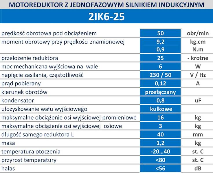 2IK6R-25DZ 50obr/min 6W 0,9N.m z wyjściem kontrolnym