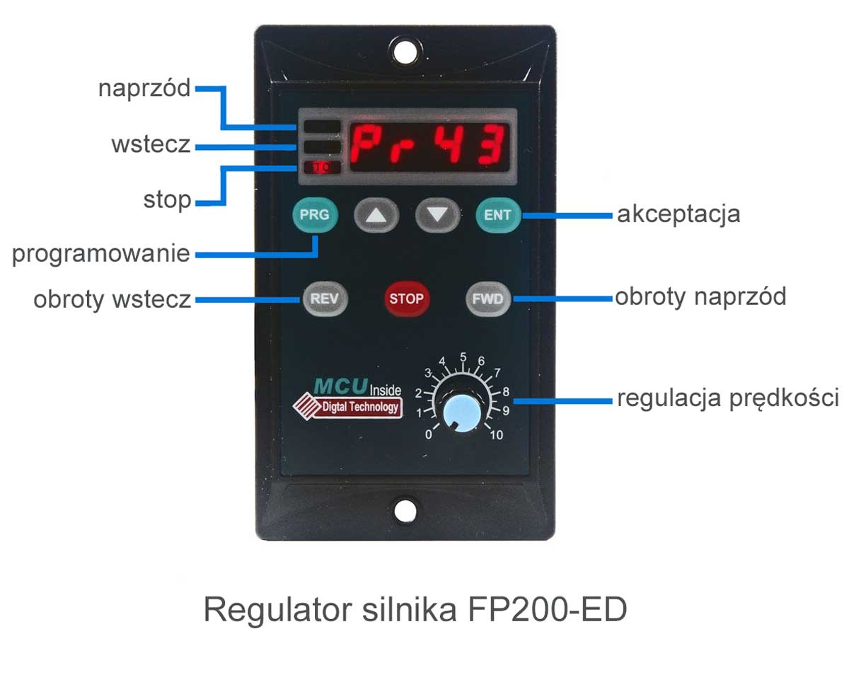 FP200W-ED regulator silnika jednofazowego 230V 200W z wyświetlaczem cyfrowym