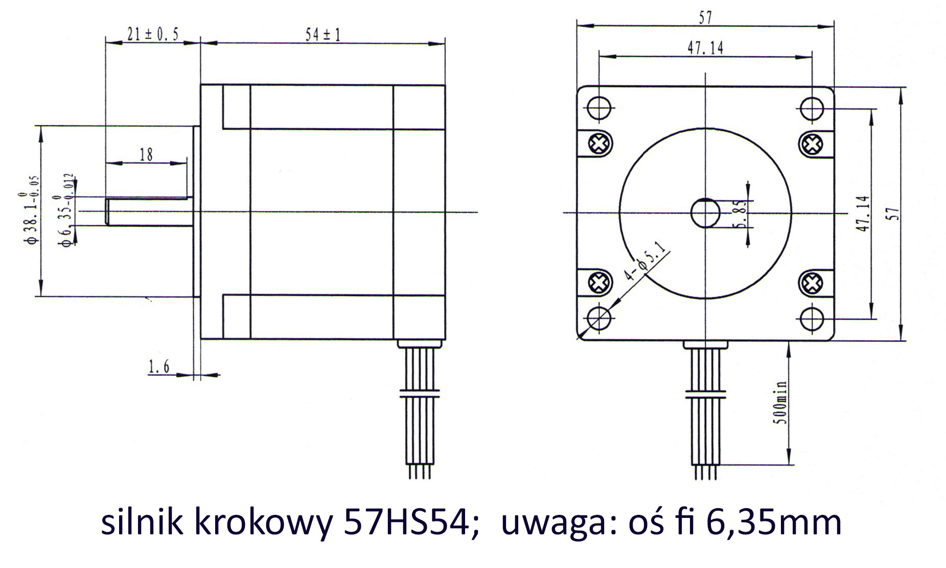 57HS54-4008A635-D21 silnik krokowy 8-przewodowy 4A 1,2N.m