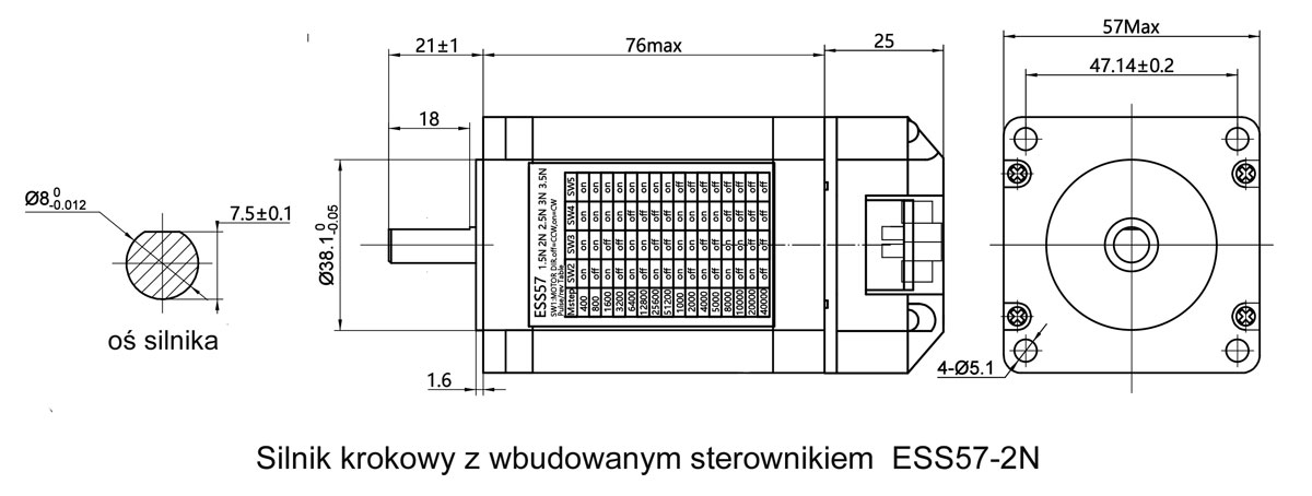 ESS57P-2N silnik krokowy z wbudowanym sterownikiem