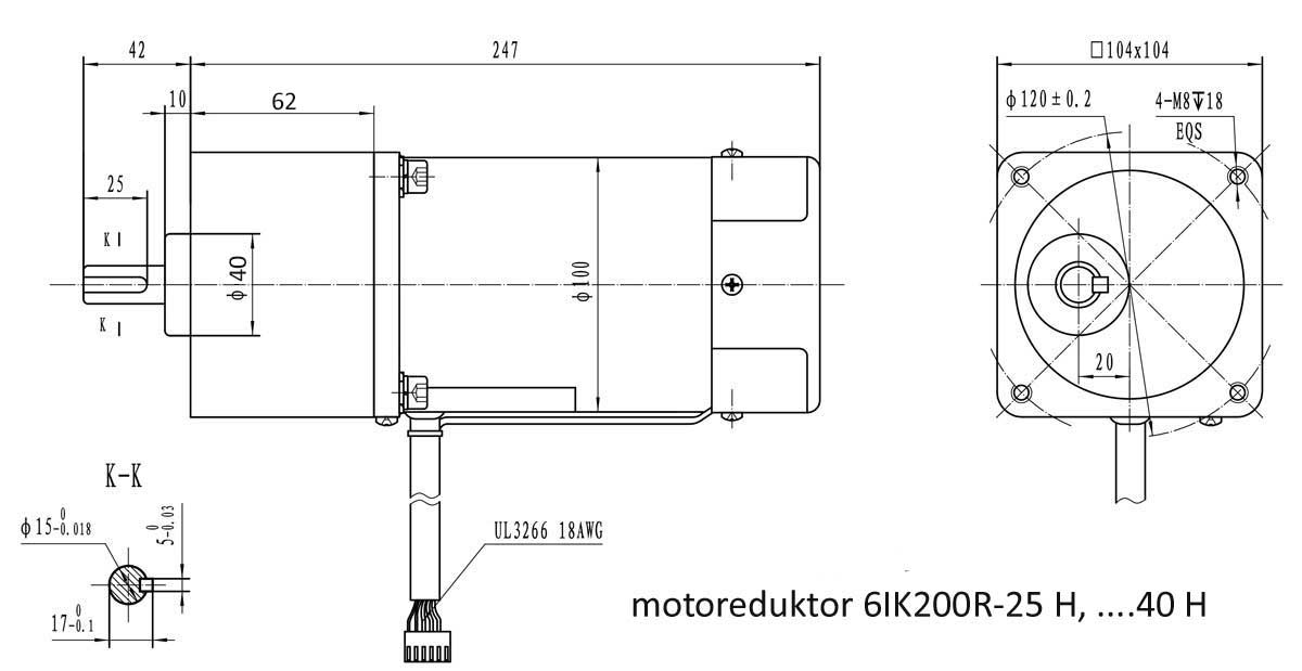 6IK200R-40H  32obr/min 200W, 33N.m z wyjściem kontrolnym prędkości