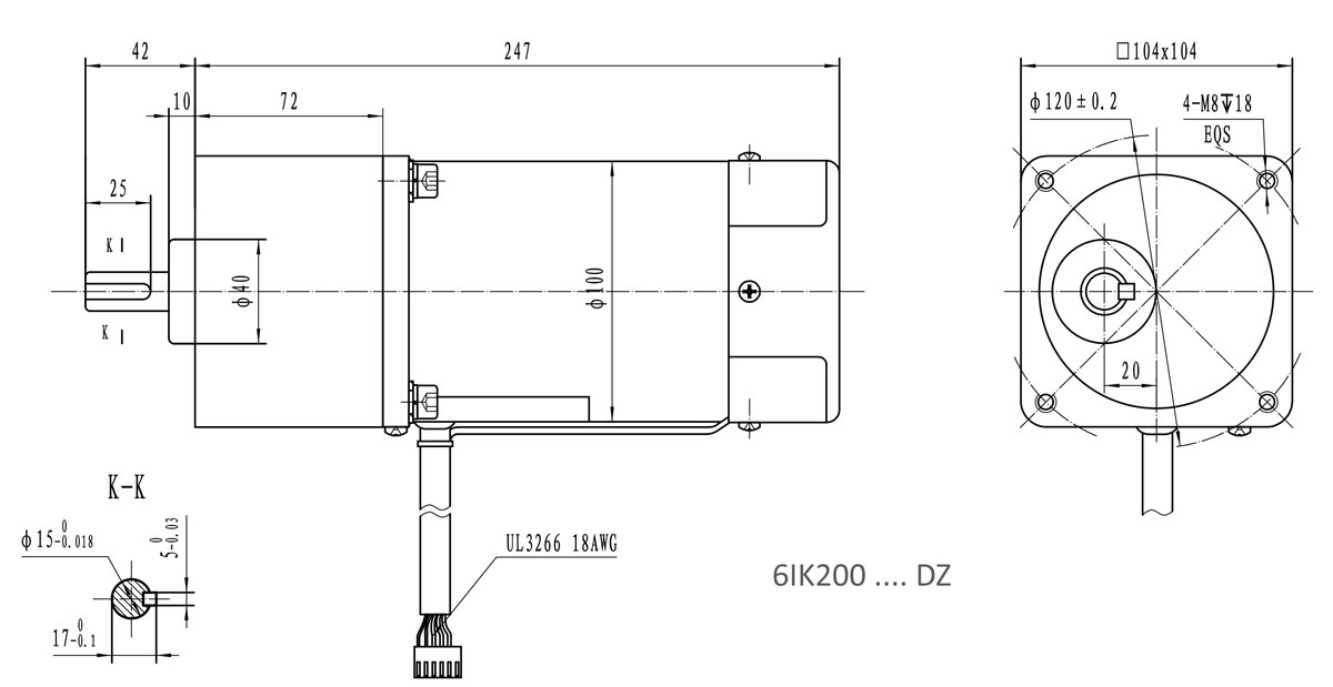 6IK250R-GC10  125obr/min 250W, 14,5N.m z wyjściem kontrolnym prędkości