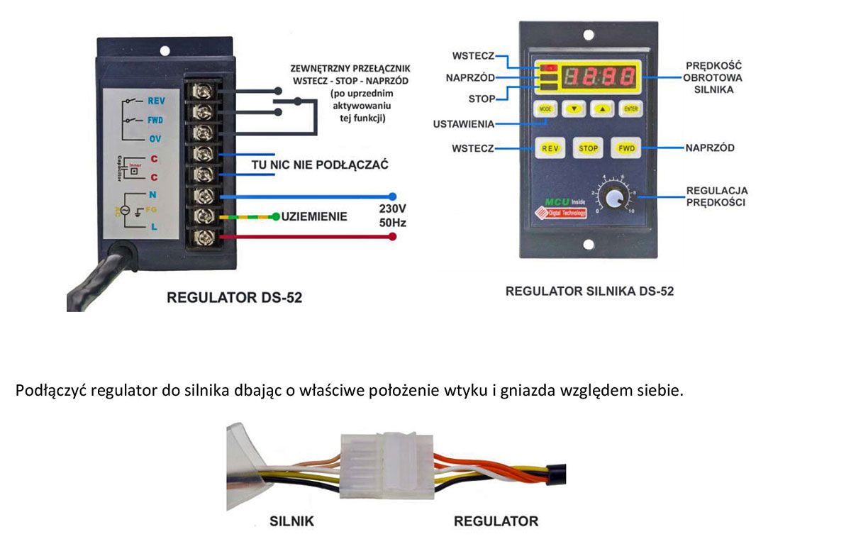 DF52-250  regulator silnika jednofazowego 230V 250W z wyświetlaczem