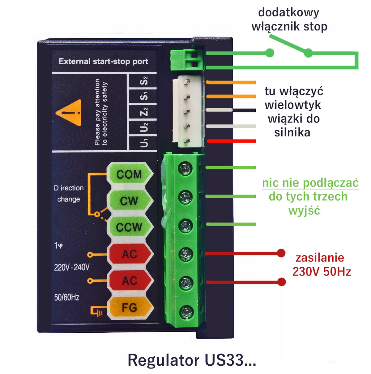 US33-370 regulator silnika jednofazowego 230V 370W z wyświetlaczem cyfrowym