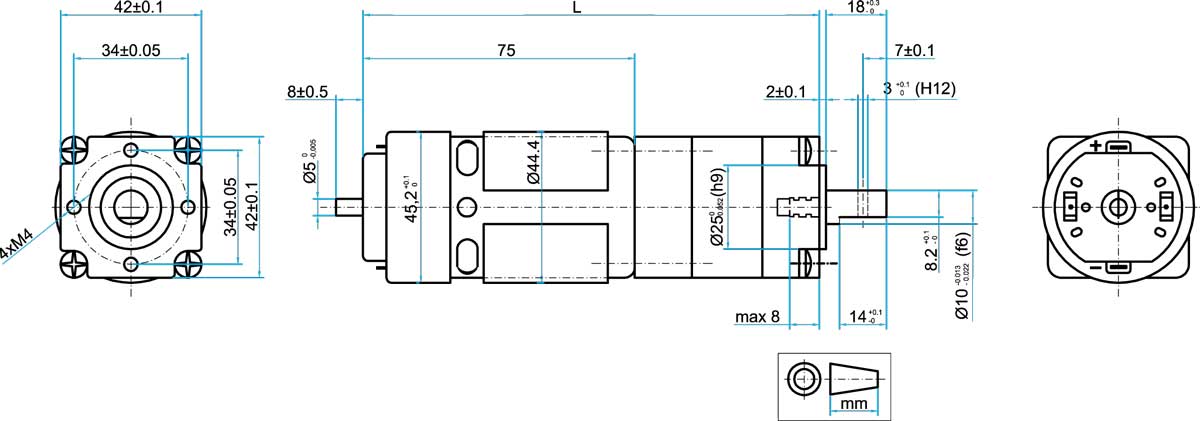 Motoreduktor P205-2S.24.64 24V 45obr/min 24V/2,4A 6N.m enkoder