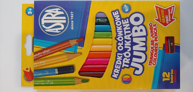 Kredki 12k. Astra Jumbo + temperówka