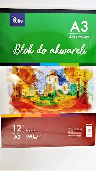 Blok A3 do akwareli 190g a'12 KB011 Tetis