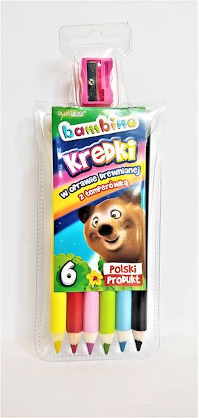 Kredki 6k. Bambino grube + temperówka