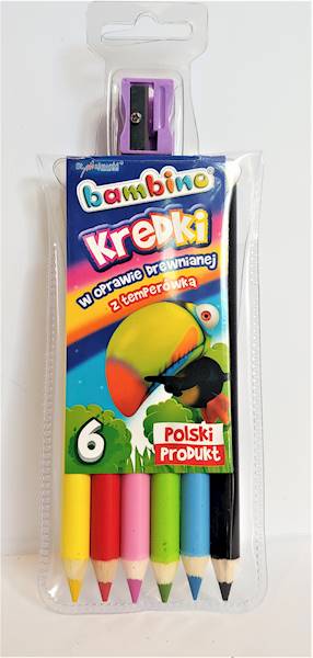 Kredki 6k. Bambino grube + temperówka