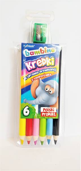Kredki 6k. Bambino grube + temperówka