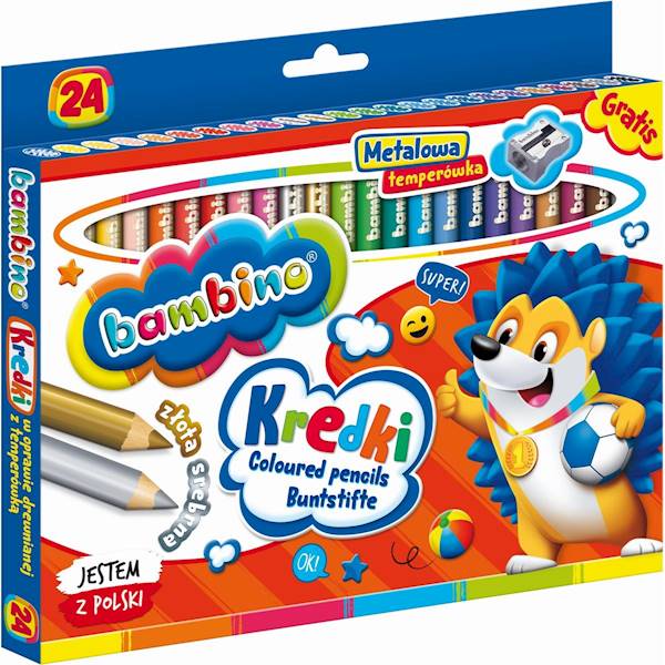 Kredki 24k. Bambino drewniane + temperówka