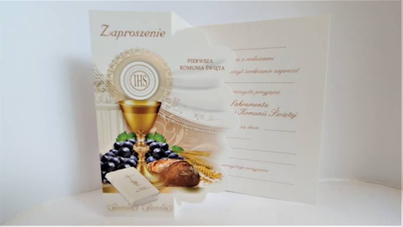 Zaproszenie ZB Komunia brokat Top Graphic