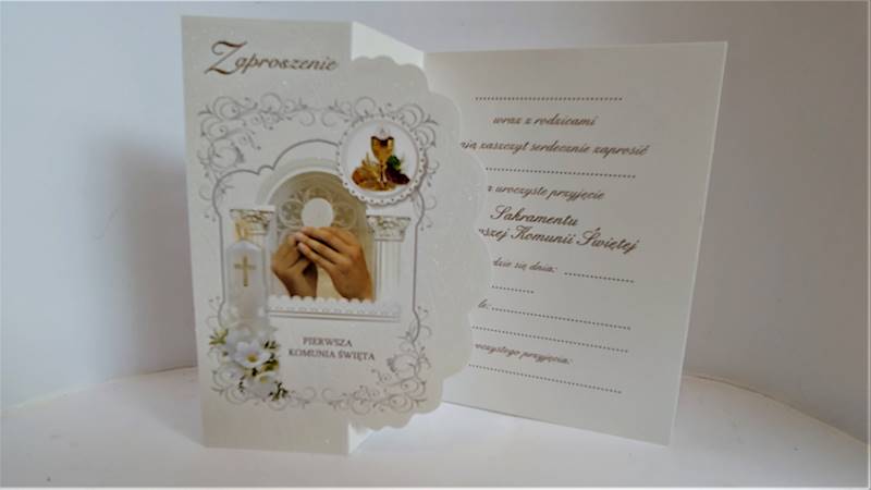 Zaproszenie ZB Komunia brokat Top Graphic