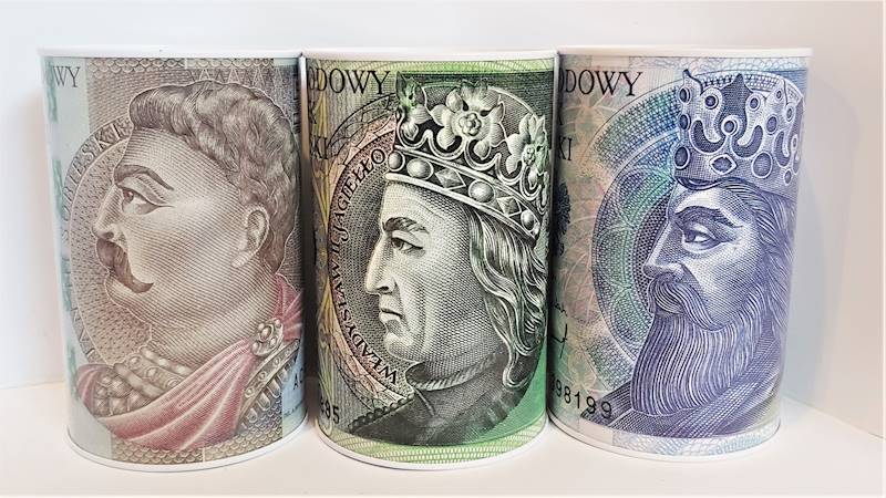 Skarbonka puszka polski banknot