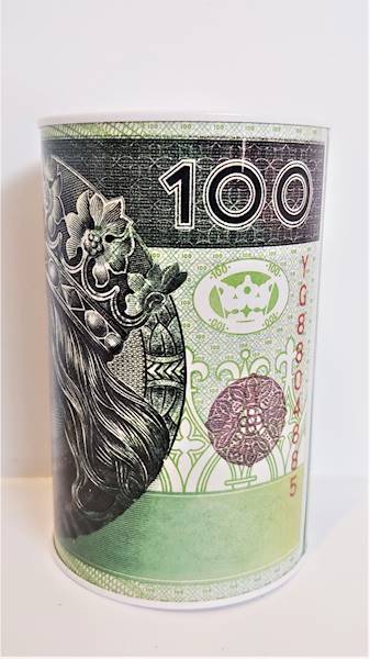 Skarbonka puszka polski banknot