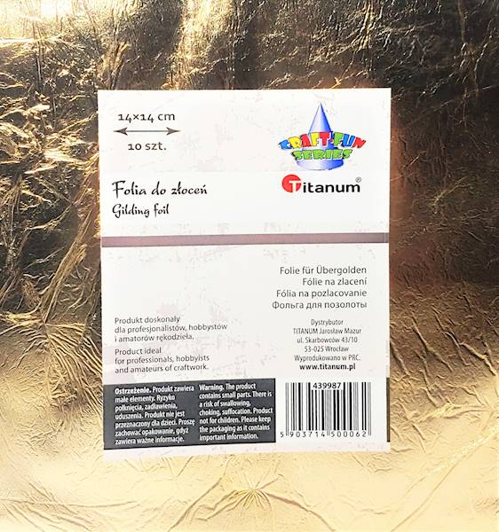 Folia do złoceń Titanum 10 arkuszy 14 cmx 14 cm 