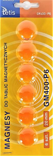 Magnesy GM400 Tetis 6szt. pomarańczowe