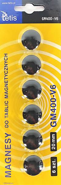 Magnesy GM400 Tetis 6szt. czarne 